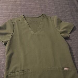 Figs Olive V-Neck Medical Scrub Top